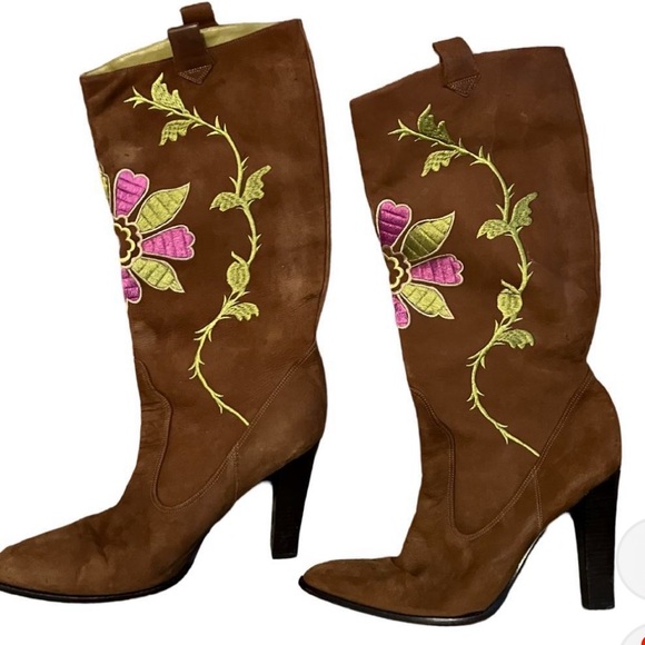 Vince Camuto Imagine Floral Embroidered Boots 4” Heel, 8.5 - Picture 1 of 5